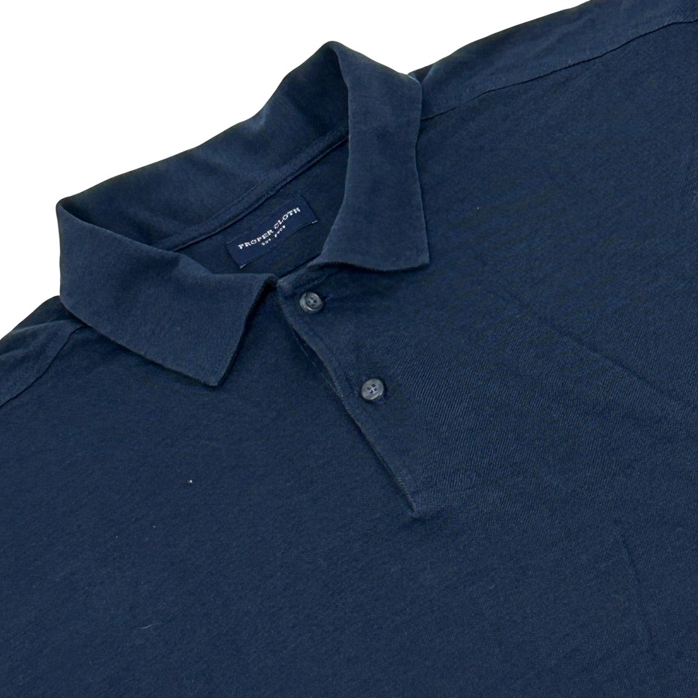 Proper Cloth Polo Shirt Mens XXL Navy Blue Cotton Tencel Stretch Short Sleeve